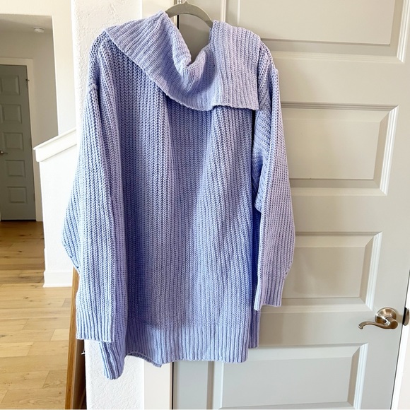 NWT Free People Swim Too Deep Cardigan Chunky Knit Oversized Lavender - Picture 3 of 6